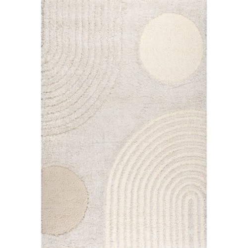 Nuloom Gloria Abstract 4x6 Shag Indoor Area Rug for Living Room Bedroom Dining Room Nursery Kitchen, Beige