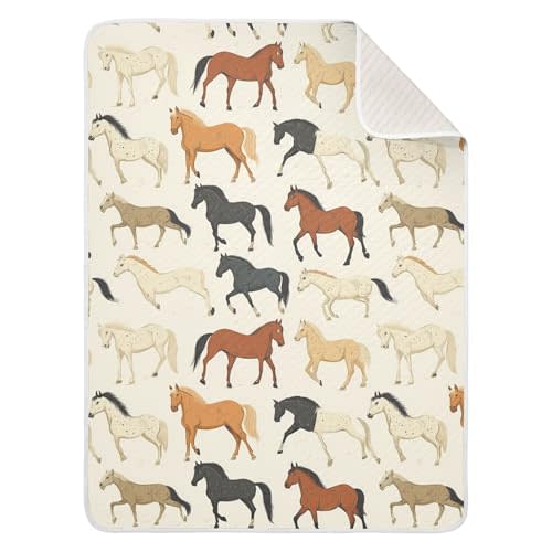 Vintage Horse Baby Blankets Soft Warm Crib Stroller Blanket for Toddler Newborn Girl Boy 30x40in