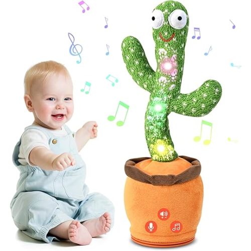 Cactus Baby Toy Talking Dancing Singing Adjustable Volume, Baby Girl for 1 Year Old, Infant Toys for 0-6 6-12 Months Stocking Stuffers