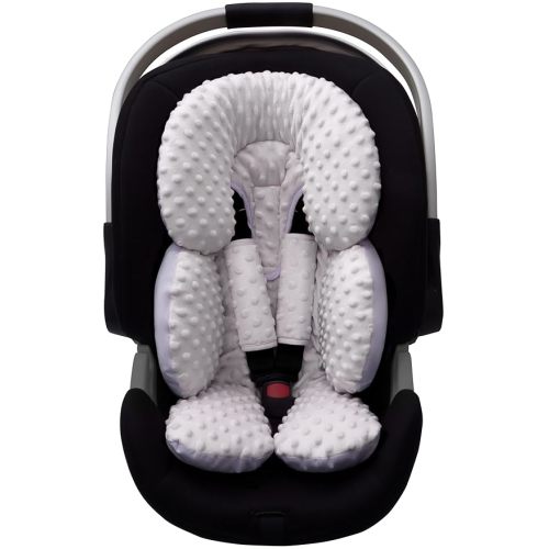 lilvivo Pro Goleem Infant Car Seat Head Neck Body Support, Ultra-Soft Minky and Microfiber Newborn Car Seat Strap Pads, Perfect for CarSeat, Stroller, 2-in-1 Reversible, for Boys and Girls, Gray - Pro Goleem Infant Car Seat Head Neck Body Support, Ultra-S