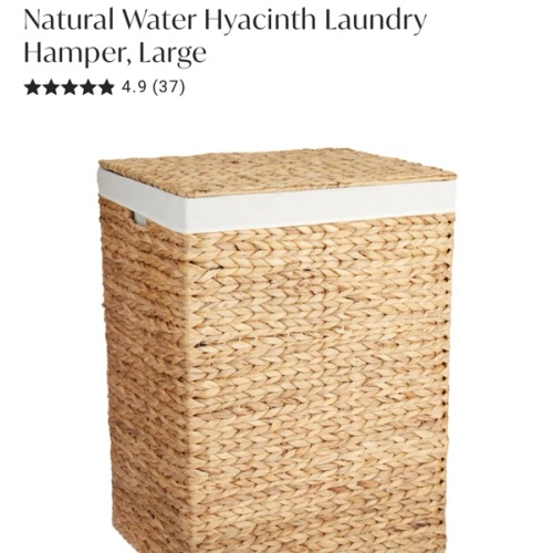 Natural Water Hyacinth Laundry Hamper, Large