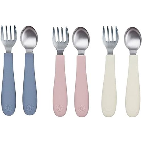 WeeSprout Toddler Silicone/Metal Utensils, 3-pck