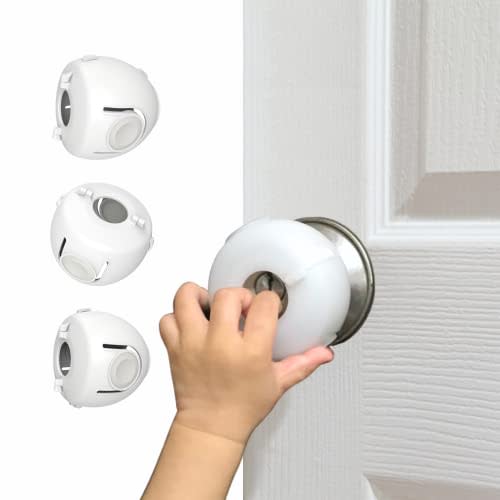 Heart of Tafiti 6 Pack Door Knob Safety Covers for Kids, Child Proof Door Knob Covers, Door Handle Baby Proof, Child Locks for Door, Easy to Install, White