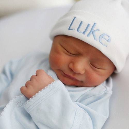 Embroidered Monogram Baby Hat: Personalized Newborn Gift