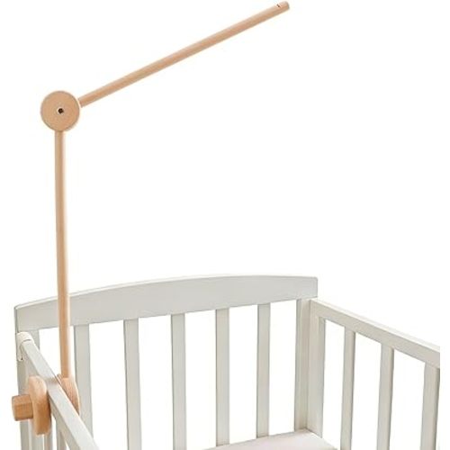 Natural Wooden Crib Mobile Arm – Foldable & Adjustable Baby Mobile Holder, Smooth Beech Wood Mobile Hanger with 360° Rotation, Easy Attachment for Nursery Decor & Newborn Cribs