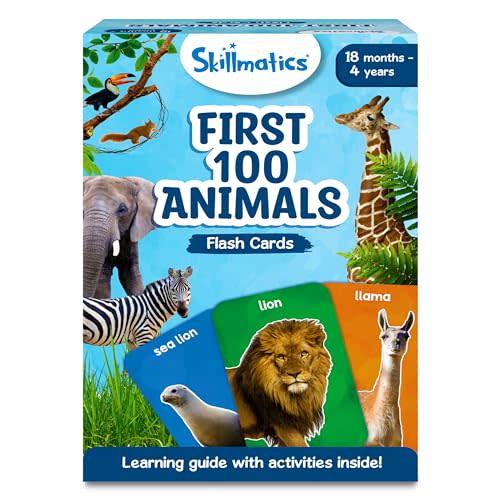 Skillmatics First 100 Animals – Flash Cards for Toddlers, Montessori Game | Thick Flashcards, Preschool Activity, Educational Toys, Learning Aids, Gifts for Kids Ages 1, 2, 3, 4 Years