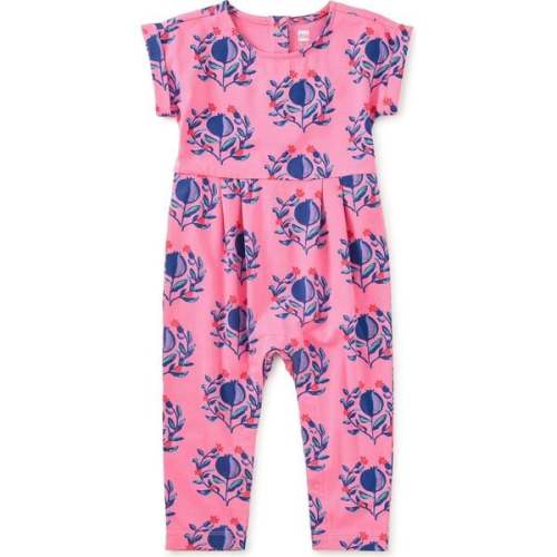 Cuff Sleeve Baby Romper, Pomegranate Floral