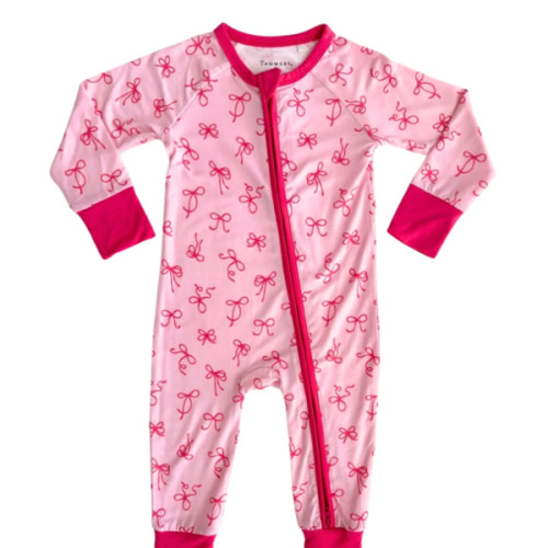 Little Pink Bow Zipper Romper – In my Jammers
