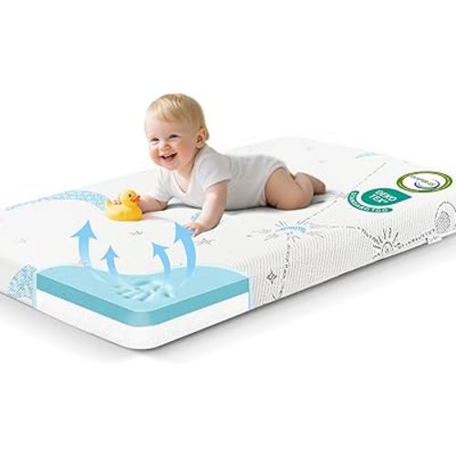 PanKers Pack and Play Mattress Pad 38"x26" Breathable Firm Memory Foam Pack N Play Mattresses, Portable Baby Mattress for Pack n Play with Removable Washable Cover