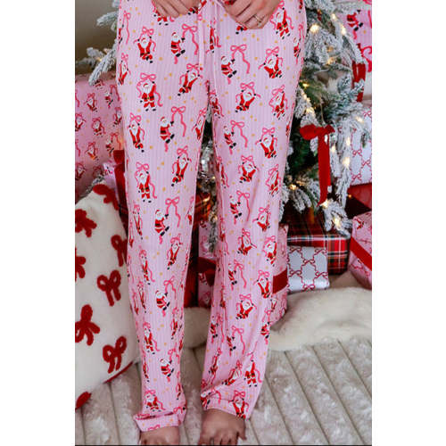 Women's Christmas Pajama Pants in Jolly Ribbons | Caden Lane