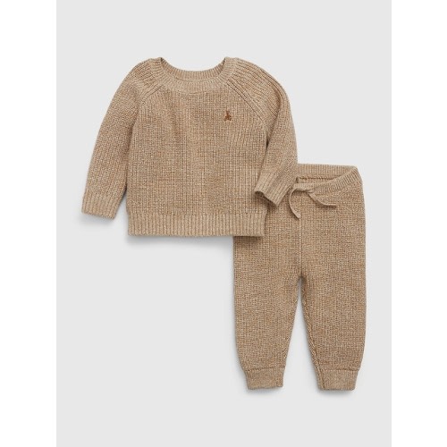 Baby Rib Sweater Outfit Set in camel heather brown, size: 6-12 M