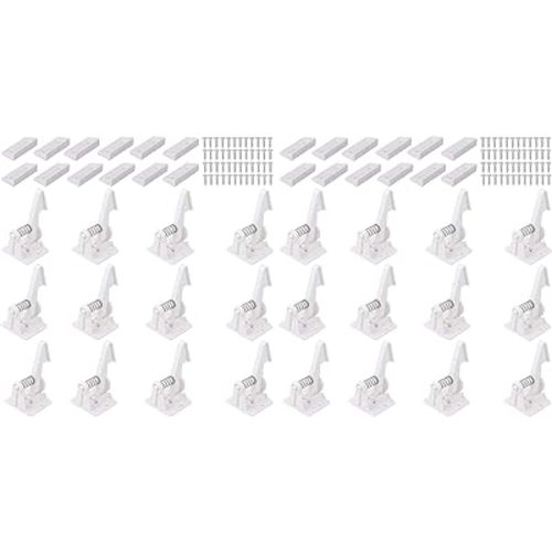 Vmaisi 24 Pack Cabinet Locks Child Safety Latches - Baby Proofing Cabinets Drawer Lock with Adhesive Easy Installation - No Drilling or Extra Screws (White)