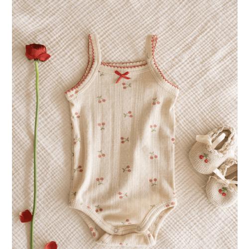 Pointelle Strap Onesie in Cherries – Wild Wawa