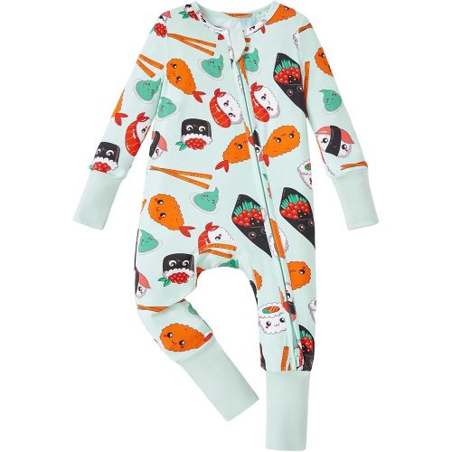 PATPAT Baby Pajama with Bamboo Viscose, Footie Jumpsuit Romper with 2-Way Zipper for Baby Boy Girl Toddler Sleeper Sleepwear