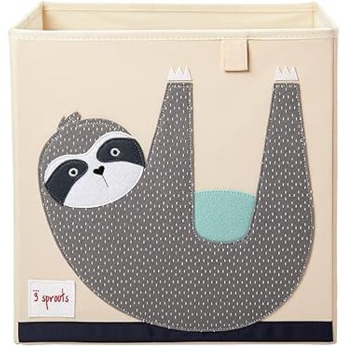 3 Sprouts Toy Storage Organizer: Toy Box Cube Organizer for Playroom, Nursery - Foldable Storage Bin - Sloth