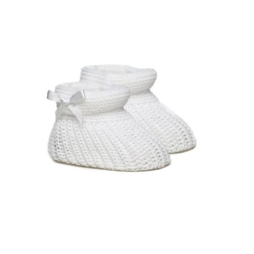 White Bow Knit Booties