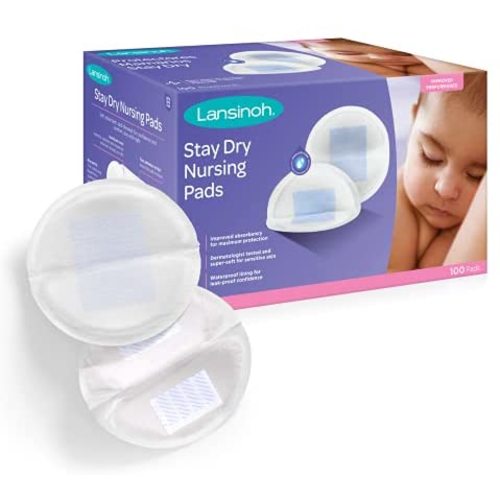 Lansinoh Stay Dry Disposable Nursing Pads for Breastfeeding, 100 Count