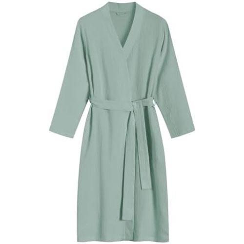 Latuza Women's Cotton Gauze Robe Lightweight Absorbent Bathrobe with Pockets