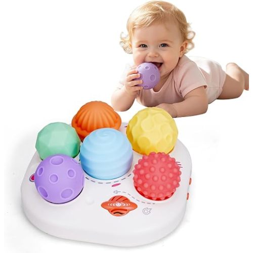 Baby Musical Toy with Interactive Soft Sensory Balls, Light Up Baby Toys 6-12 Months, Montessori Birthday Gifts for Toddlers 1-3