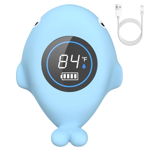BabyElf Baby Bath Thermometer, Rechargeable Digital Bathtub Water Thermometer with Safe Temperature Alert - Fast Accurate Reading for Newborn Infant Toddler, Floating Duck Bath Time Toy