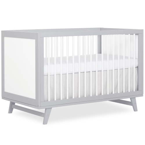 Dream On Me Carter 5-in-1 Convertible Crib, Full Size, Grey and White, Baby Furniture, Natural Wood, Standard