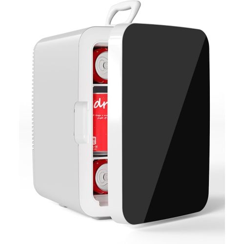 Electactic 10L Compact Mini Fridge, Portable Small Refrigerator, Small Cosmetics Cooler, 2.6 Gal Mini Fridge with AC/DC Adapters for Beverage, Food, Makeup, Bedroom, Office, Dorm, White