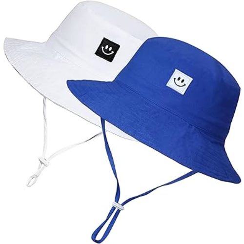 55cube UPF 50+ Baby & Toddler Sun Hat, Wide Brim Infant Bucket Hat for Beach & Outdoors, Adjustable Fit for Ages 0-4 Years
