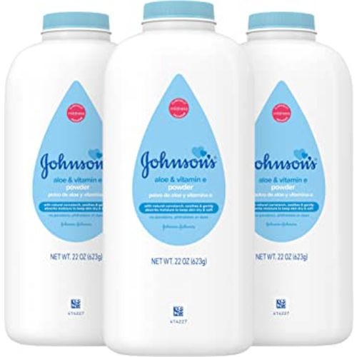 Johnson's Baby Powder, Pure Cornstarch, Aloe & Vitamin E, 22 Ounce (Pack of 3) - Packaging May Vary