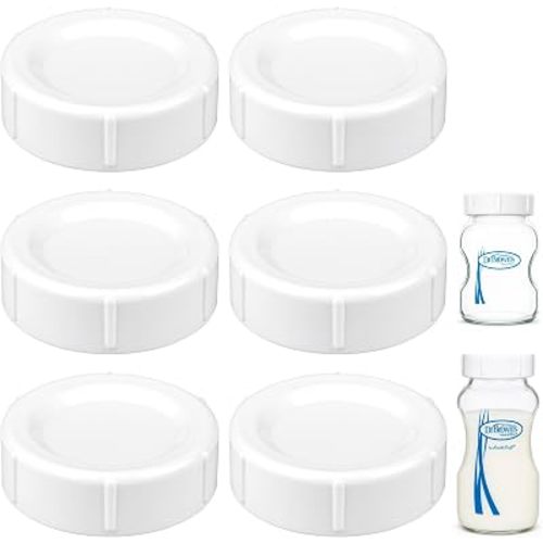 CHUBBIEE Reusable Storage/Travel Caps Compatible with Dr. Brown's Wide-Neck Baby Bottles, Leak-Proof Lids for Formula Shaking, Fridge Storage, Microwave Safe, BPA-Free, 6-Pack