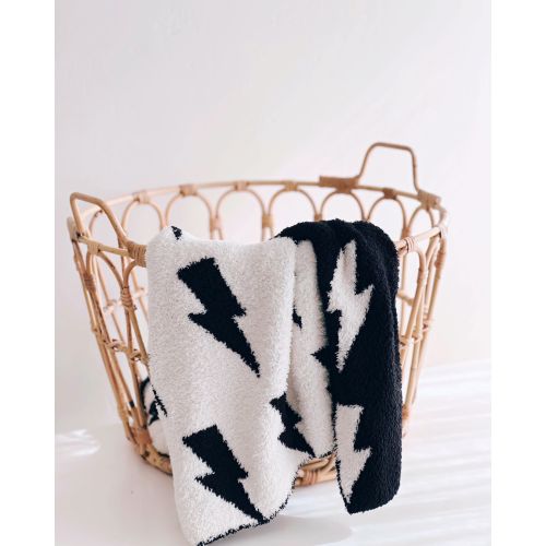 Lightning Bolt Fuzzy Blanket | Black