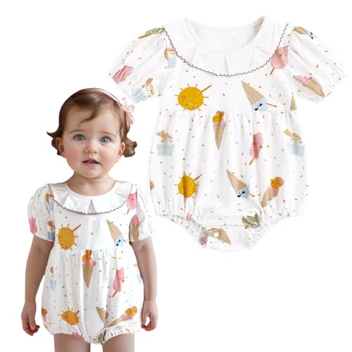 Simplee kids Baby Infant Girls Cotton Short Sleeve Summer Ruffle Romper 3-24 Months