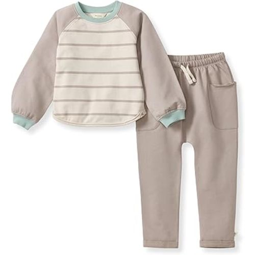 Burt's Bees Baby Boys Shirt and Pant Set, Long Sleeve Top & Bottom Outfit Bundle, 100% Organic Cotton