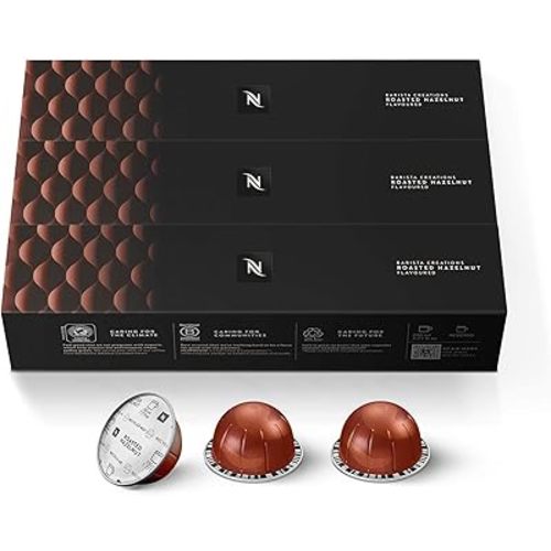 Nespresso Capsules Vertuo, Roasted Hazelnut, Medium Roast Coffee, 30 Count Coffee Pods, Brews 7.8oz.