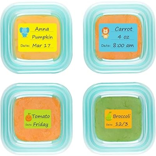 Baby Food Labels, Removable Write-On Daycare Date Labels for OXO Tot Baby Food Storage Containers, Trays, Jars, Freezer & Dishwasher Friendly, for Infants & Babies