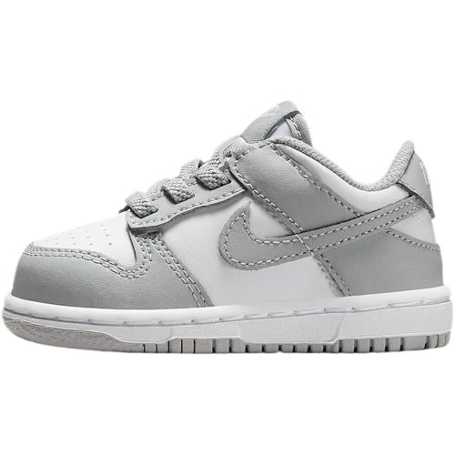 Nike Dunk Low Baby/Toddler Shoes (FB9107-123, White/White/Light Smoke Grey)