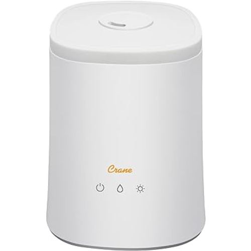 Crane Diffuser and Top Fill Ultrasonic Air Humidifiers for Bedroom and Office, 1.2 Gallon Cool Mist Humidifier for Large Room and Home, No Humidifier Filters Needed, White