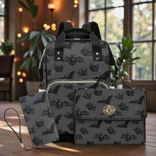 Baby Bat Diaper Nappy Bag Pastel Goth Baby Bag Goth Backpack Goth Purse Goth Baby Stuff Gothic Baby Stuff Horror Spooky Nursery Skull Baby