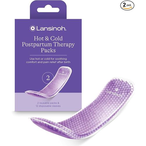 Lansinoh Hot and Cold Postpartum Pads – Reusable Perineal Ice Packs for Postpartum Recovery, Labor & Delivery Essentials, 2 Count
