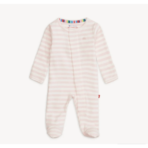 Magnetic Me | Organic Cotton Footie | Pink Stripe