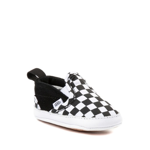 Vans Slip-On V Checkerboard Crib Shoe - Baby - Black / White | Journeys