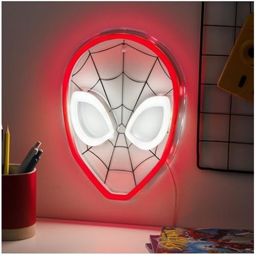 Spiderman Wall Mountable LED Neon Light (1 Pc.) – Iconic Mask Shape with USB Power – Ideal for Bedrooms, Game Rooms or Fan Décor