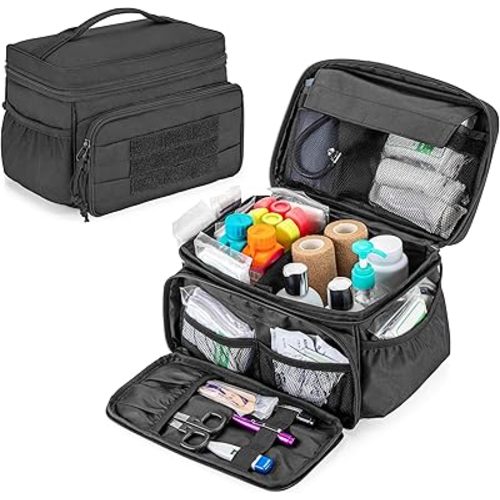 Damero Small Medicine Storage Bag Empty, Emergency Trauma Kit Organizer Bag Family First Aid Box for Hiking, Camping and Home - No Accessories Included