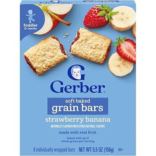 Gerber Soft Baked Grain Bars, Strawberry Banana, Toddler Snacks