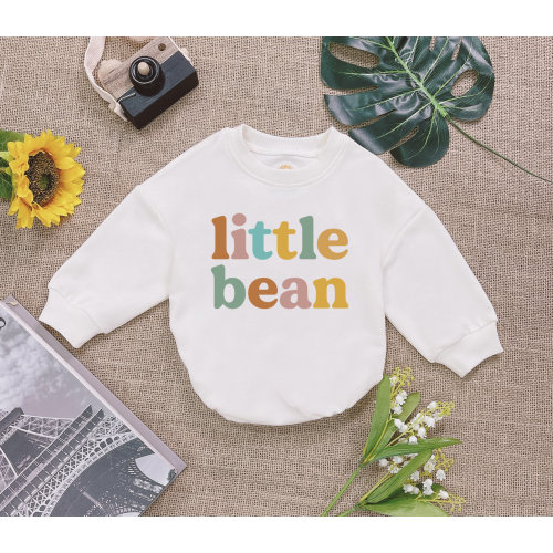 Little Bean Baby Romper Sweatshirt, Cute Baby Bean Bodysuit, Pregnancy Announcement Romper, Newborn Outfit