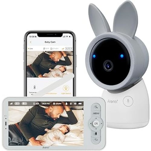 ARENTI Upgraded Baby Monitor with Camera, 4MP 2.4G&5G WiFi Baby Camera Monitor, Infrared Night Vision, Night Light, 2-Way Audio, Cry&Motion Detection, Temp&Humidity Sensor, App Control