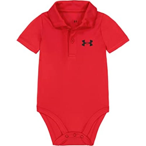 Under Armour Baby Boys' Bodysuit Logo Polo, Short and Long Sleeve, Red UA, 3/6M