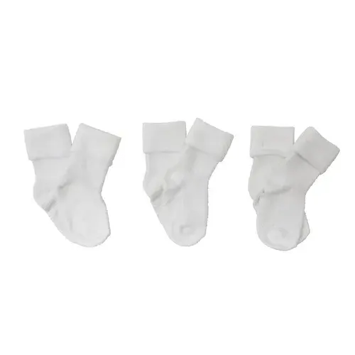 Bilbi Cozy Turn Top Sock 3 Pack White | Baby Bunting AU