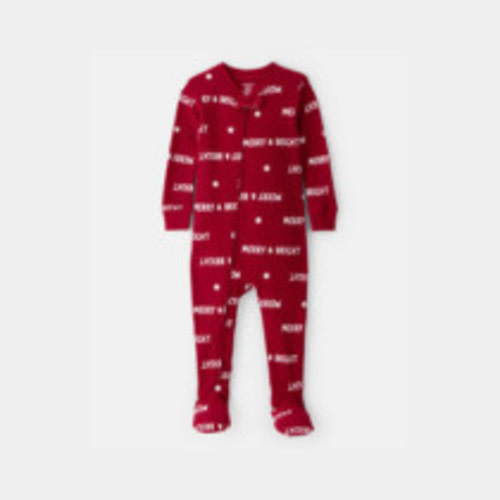 Carter's Baby Merry & Bright Christmas Cotton Long-Sleeve 2-Way Zip 1-Piece Pajamas - Red