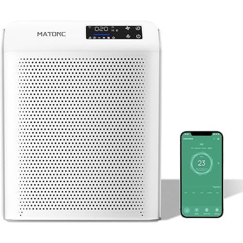Smart Air Purifier for Home Bedroom Large Rooms, HEPA Air Cleaner Covers up to 3500 ft², App Control, PM2.5 Display Air Quality,Sleep Mode,Auto Mode, HEPA Air Purifier for Pet Hair, Pollen and Dust