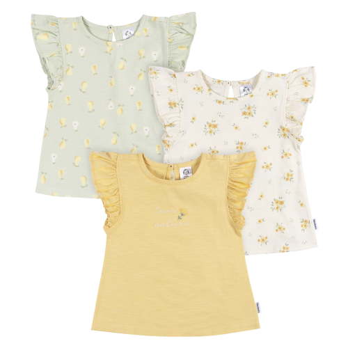 Gerber Toddler Girl Ruffle Sleeves T-Shirt, 3-Pack, Sizes 12 Months - 5T